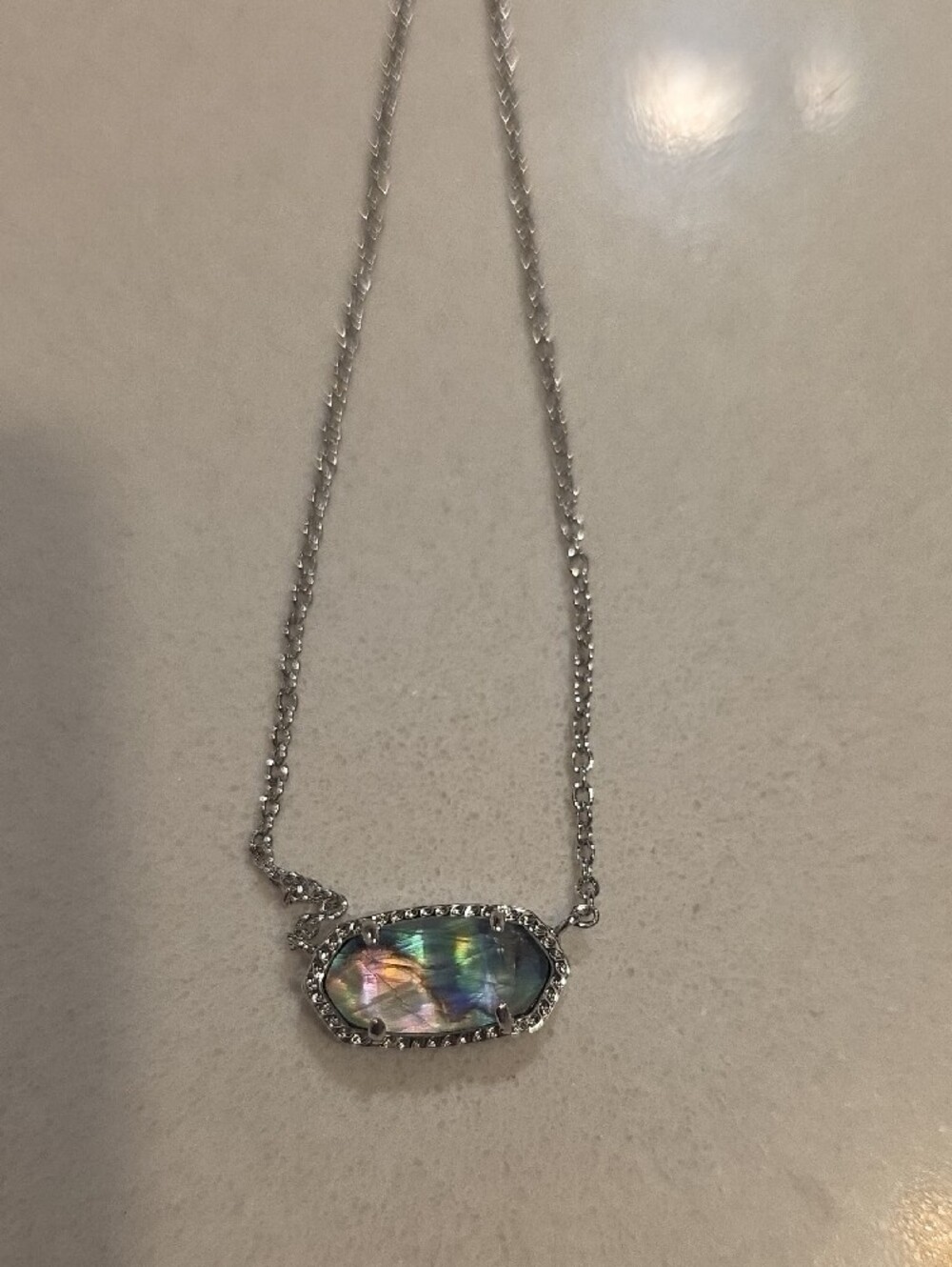 Kendra Scott Iridescent Elise Necklace - Silver with Multicolor Sheen - Picture 5 of 10